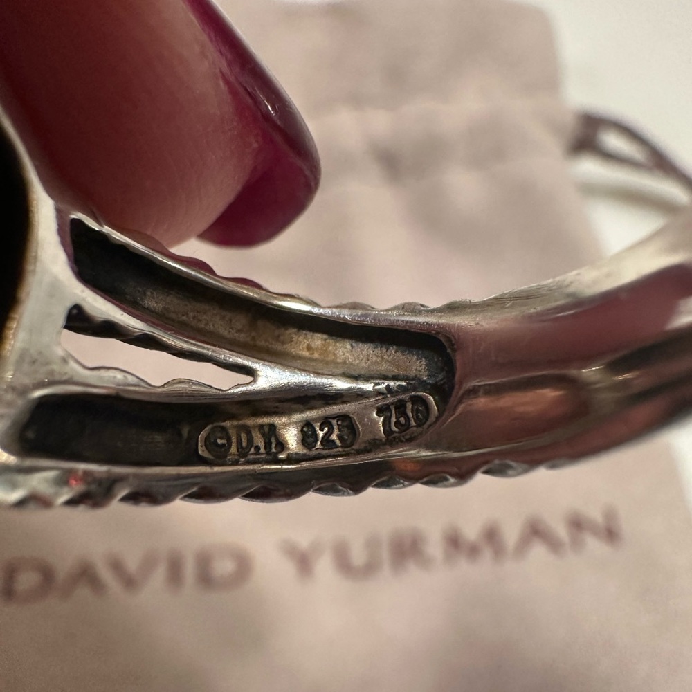David Yurman Silver and Gold Ring with Morganite Stone size 8 - Picture 6 of 11
